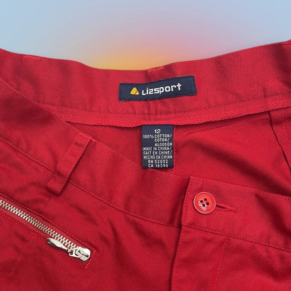 LIZ SPORT Women’s 12 Red Cotton Shorts - Picture 2 of 3